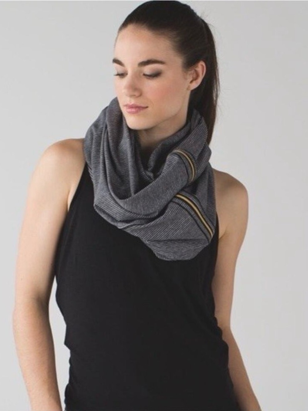 Lululemon Vinyasa Scarf Tonka Stripe Heathered Slate Black